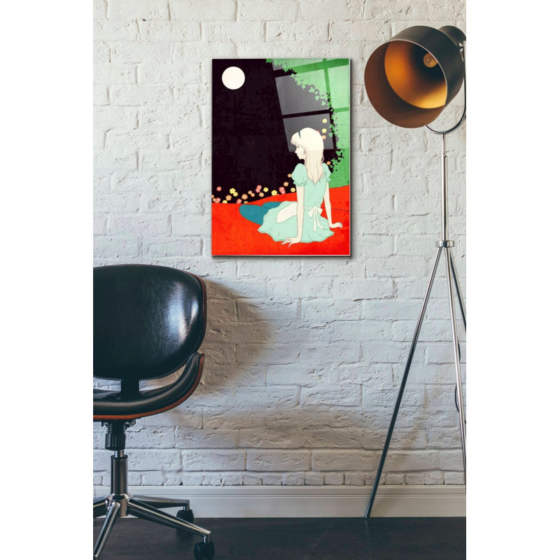 «Alice au clair de lune» par Sai Tamiya, art mural en verre acrylique, H 24 po x l 16 po x P 0,12 po