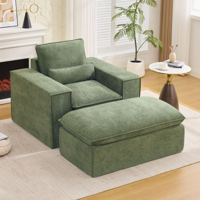 Fauteuil d'appoint 43,3 po en chenille avec repose-pieds