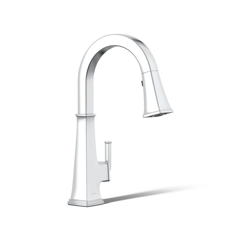 Kohler Riff Pull-Down Kitchen Sink Faucet with Three-Function Sprayhead, Single-Handle Kitchen Faucet, Polished Chrome