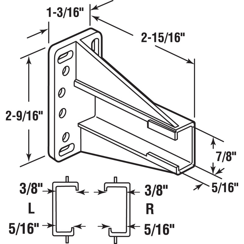 Prime-Line Drawer Side Track Brackets, White Nylon (1 Pair)