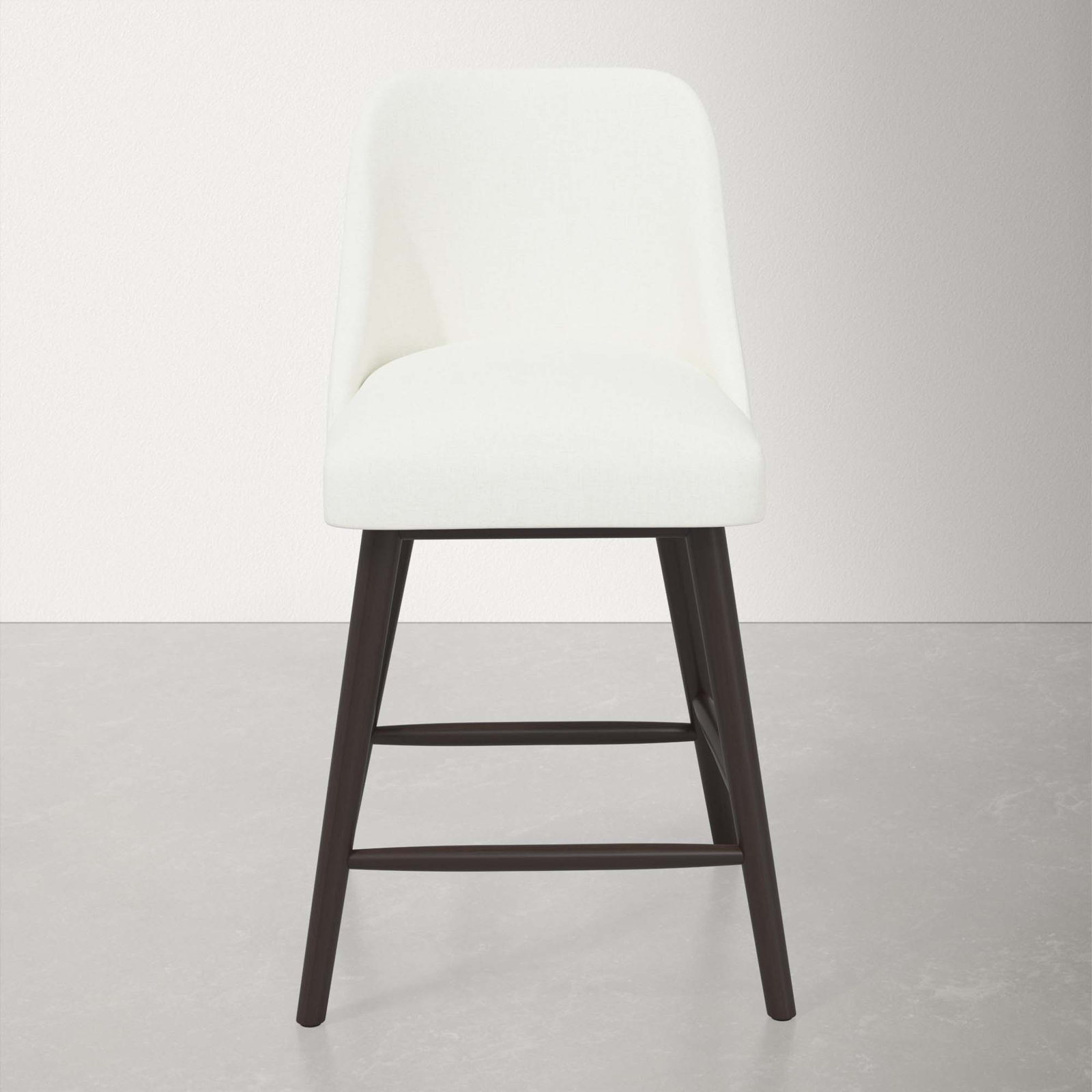 Gallie Stool, Espresso, Counter Stool (27" Seat Height), Zuma White Textured Linen