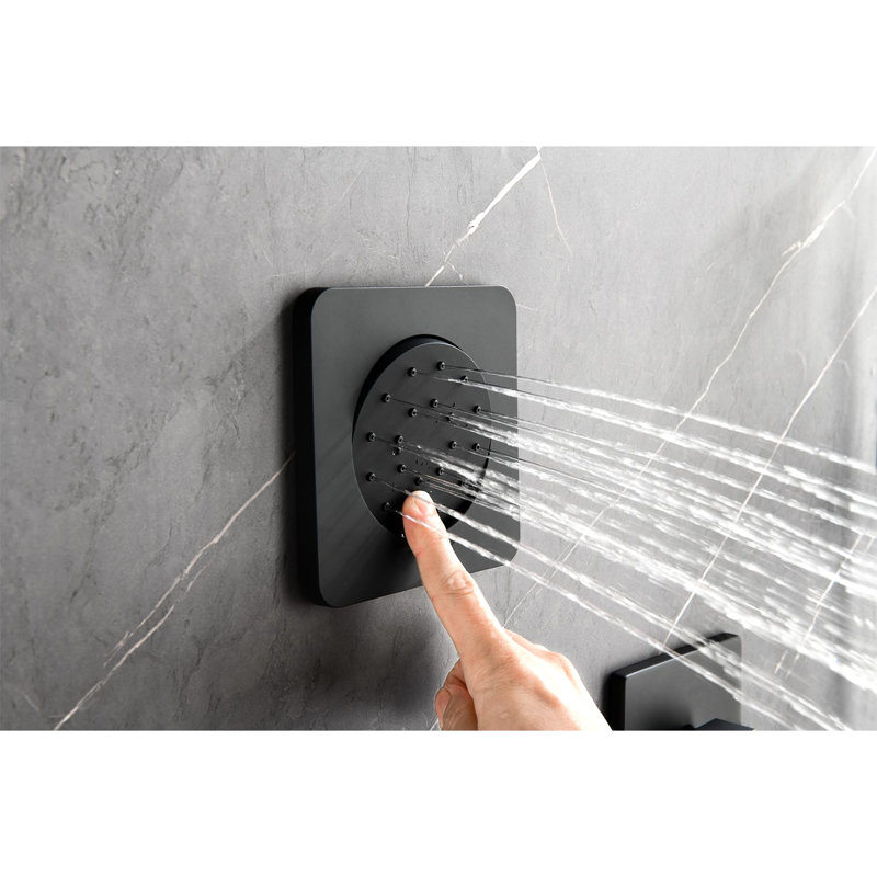 Shower System With Air Injection Head & Matte Black Appearance Bathroom Advanced Technology: Head, Hand Shower, Slide Bar, Bodysprays, Arm, Hose, Valve Trim