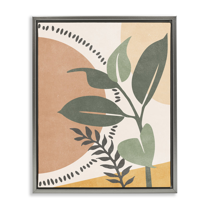 «Peachy Tropical Boho Gray» par Nataly White, H 31 po x l 25 po, Cadre flottant gris lustré