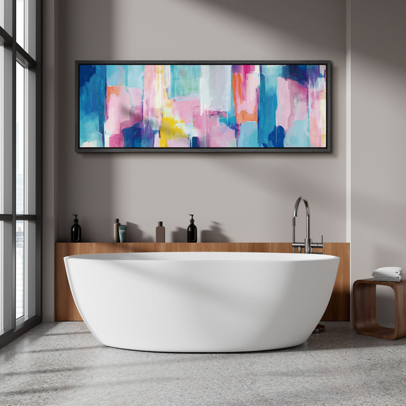 Art moderne abstrait vibrant, H 20 po x l 60 po, Noir, noir, noir, noir