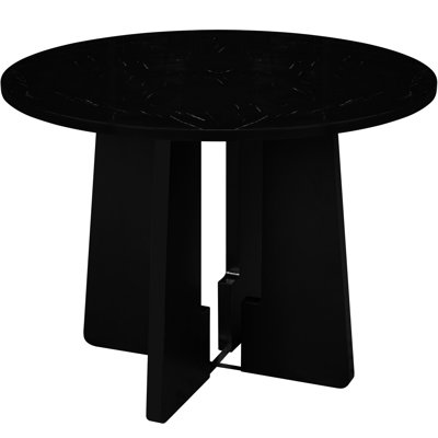 Table de salle à manger ronde pour 4, 43 pouces, plateau en faux marbre, style moderne, noir, applicable aux bars et aux réunions à la maison