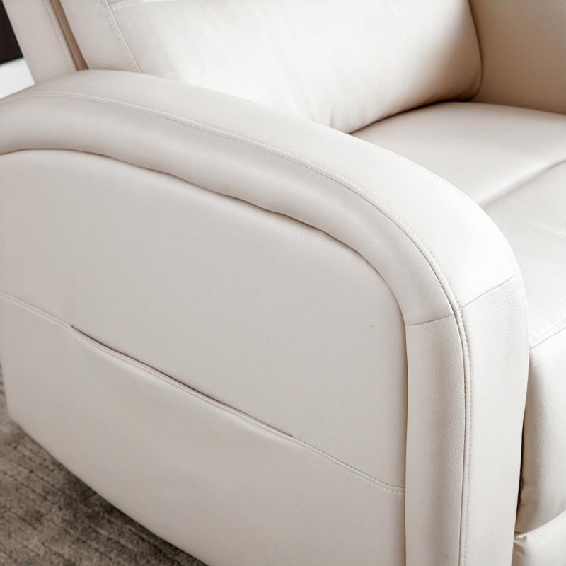 Beige Faux Leather 3-Position Recliner Set with Wood Frame