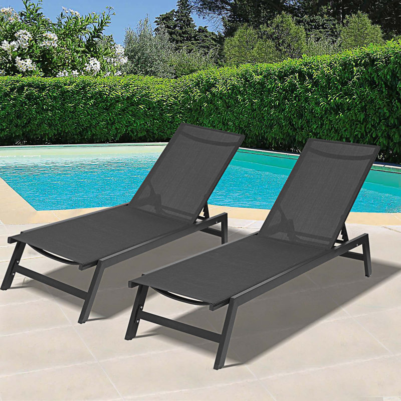 Chaise longue inclinable longue 75 ", Noir