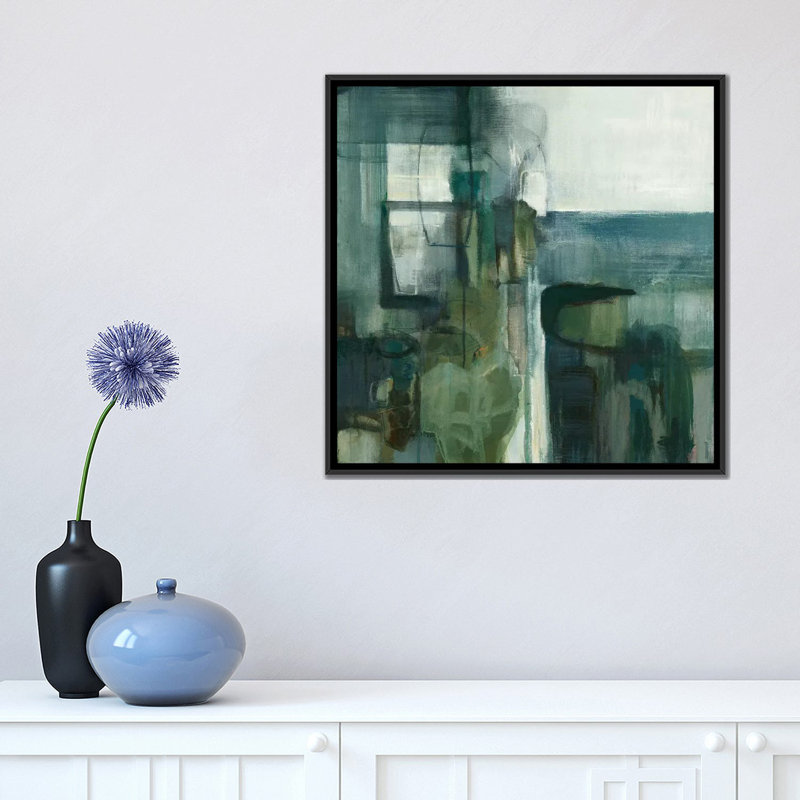 «Geometric», reproduction sur toile, H 18 po x l 18 po x P 1,5 po, Toile avec cadre noir, Pas de tapis