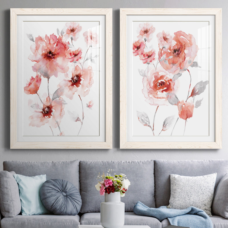 Translucent Blush I - ensemble de 2 reproductions d'art, H 44 po x l 31 po x P 1 po, Blanc, Papier encadré blanc