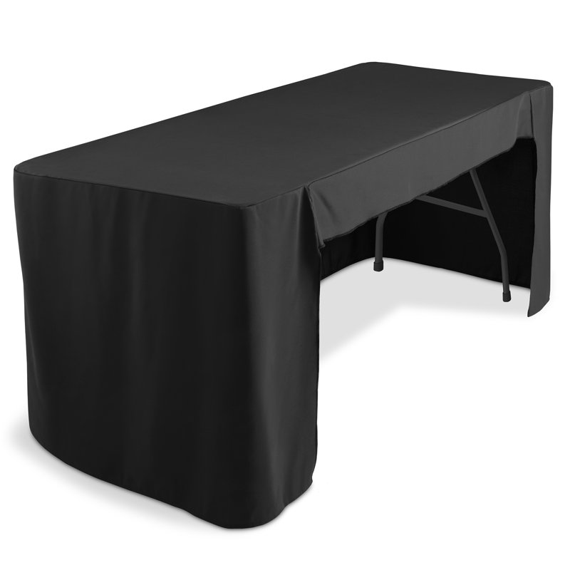 6'' Fitted Tablecloth With Open Back - Trade Show Table Cover, Black