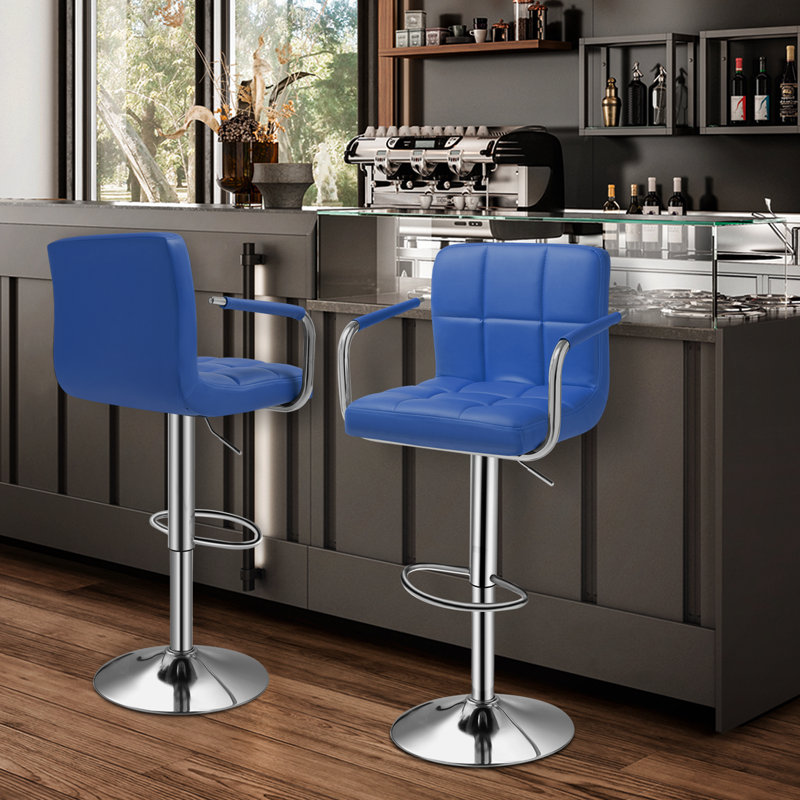 Tabourets de bar à hauteur réglable en similicuir, chaise de salle à manger pivotante à hauteur de comptoir avec accoudoirs