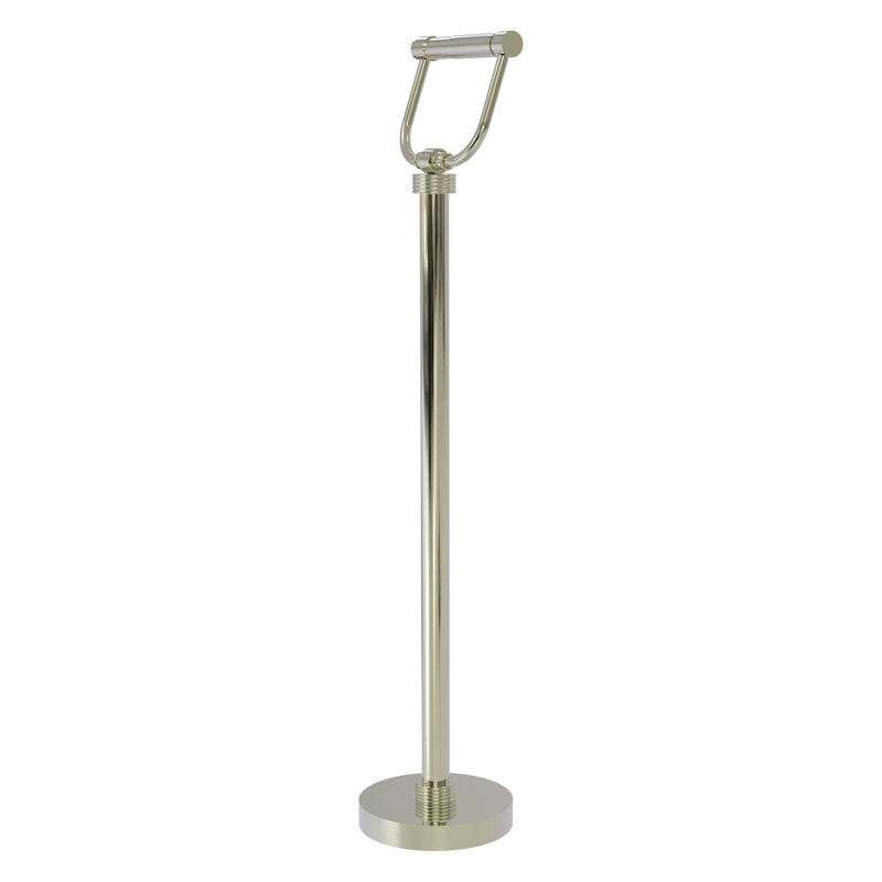 Porte-papier hygiénique sur pied avec détail groovy, Nickel poli
