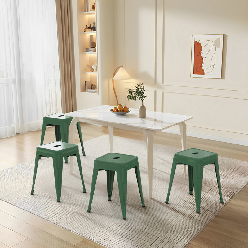 Juddson Counter Stool Set Of 4,18" Industrial Stackable Metal Bar Stools, Backless Metal Dining Chairs For Indoor Outdoor Kitchen Classroom