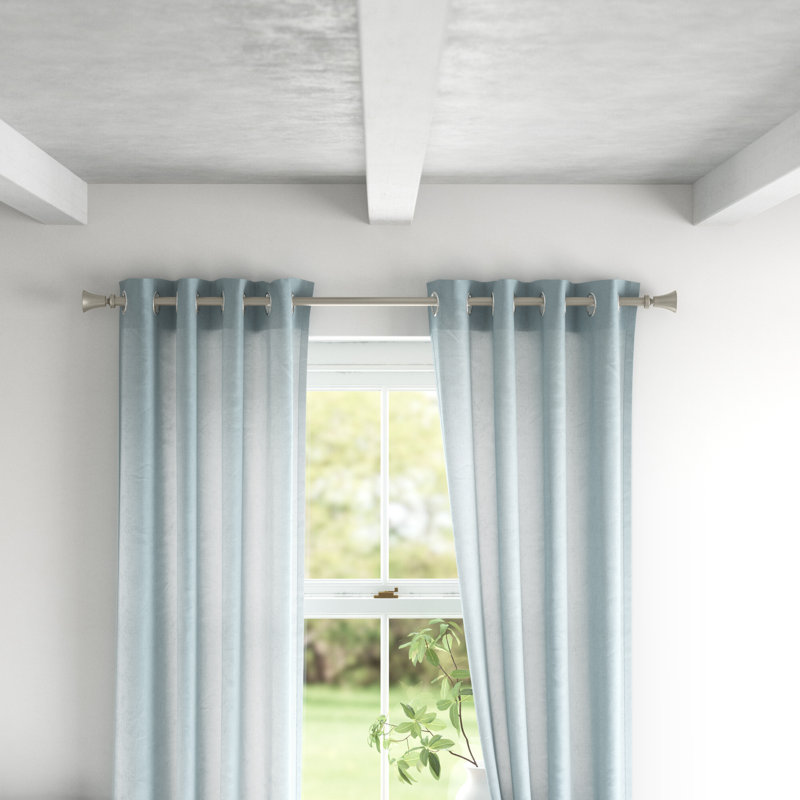 Markus Exclusive Home Wilton 1" Window Curtain Rod and Finial Set, Adjustable, Matte Nickel, 2.5" H x 35" W x 2.5" D