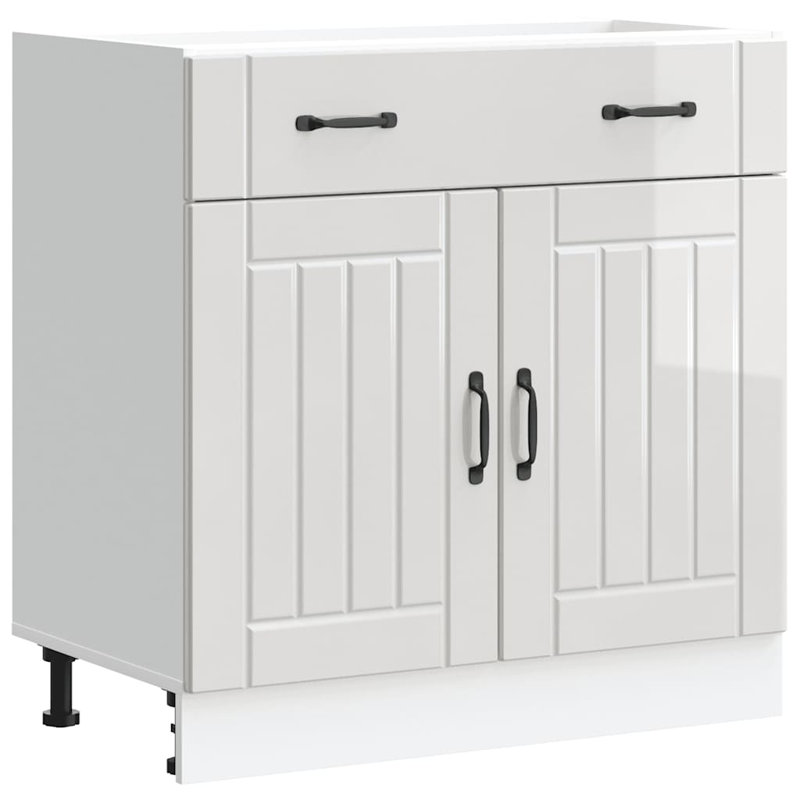 Kitchen Base Cabinet Lucca Engineered Wood, High Gloss White