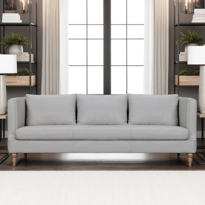 Sharayah 85'' Genuine Leather Tuxedo Arm Sofa