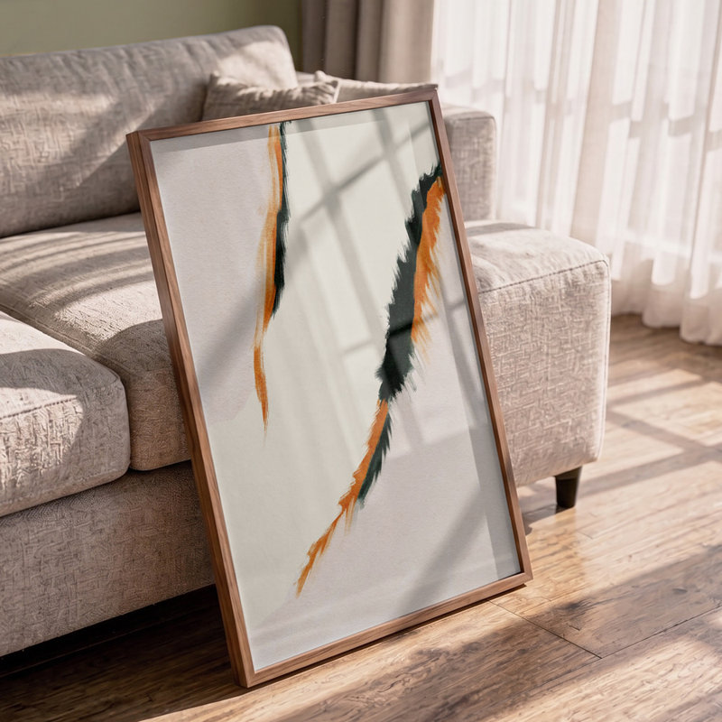 Breathinglineno03 Print, 32 × 48, Matted Framed Print, Brown