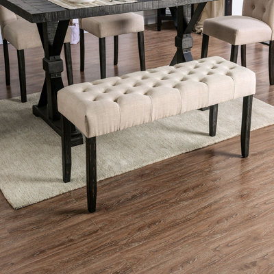 1pièce BANC capitonné à boutons en tissu d'ameublement en lin massif
