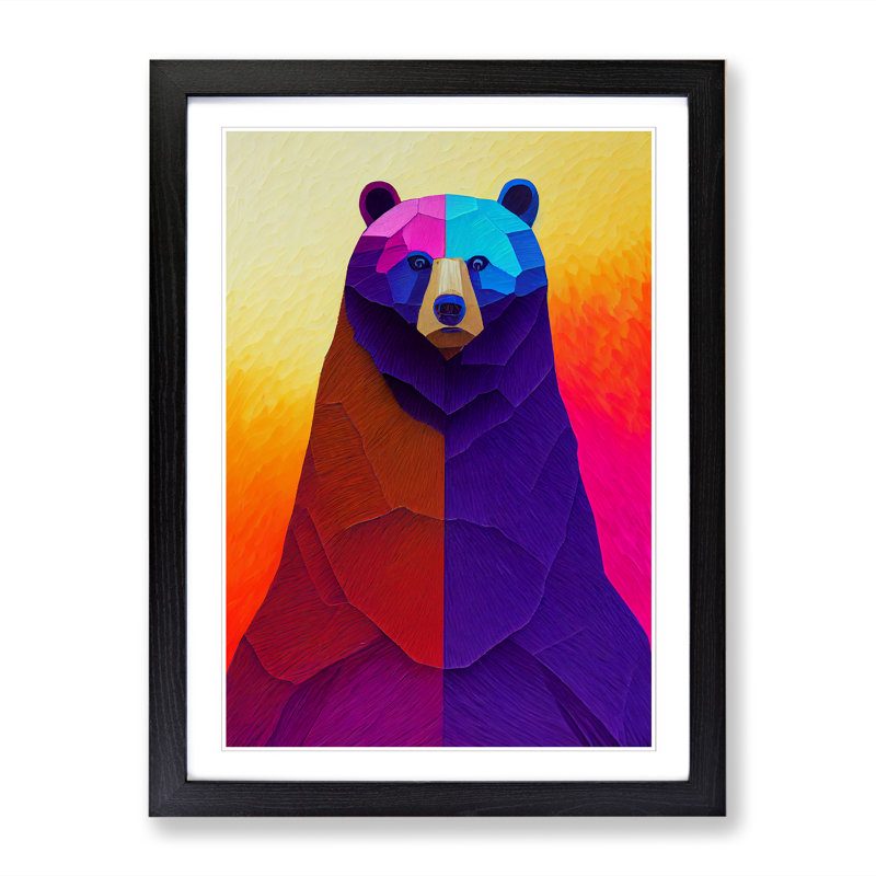 FRM-V0523-219X Bear Vol.2 - Single Picture Frame Print, Black Framed, 64cm H x 46cm W x 2cm D