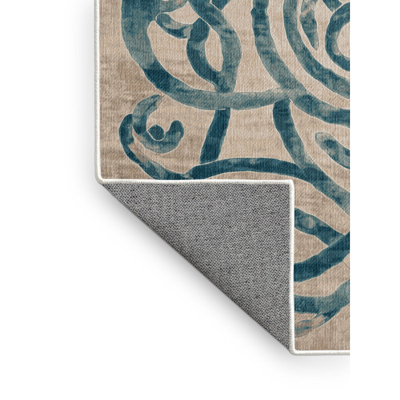Machine Washable Beige Area Rug, Runner 2' x 5'
