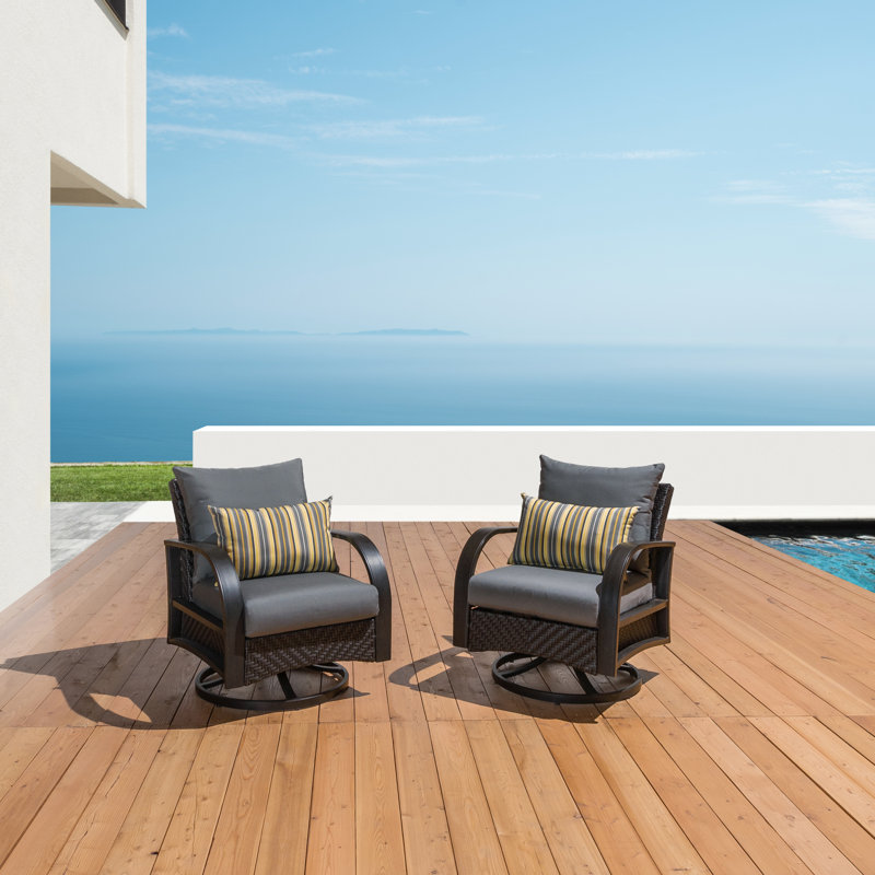 Kechia Swivel Patio Chair With Sunbrella Cushion Covers, Charcoal Grey Sunbrella®