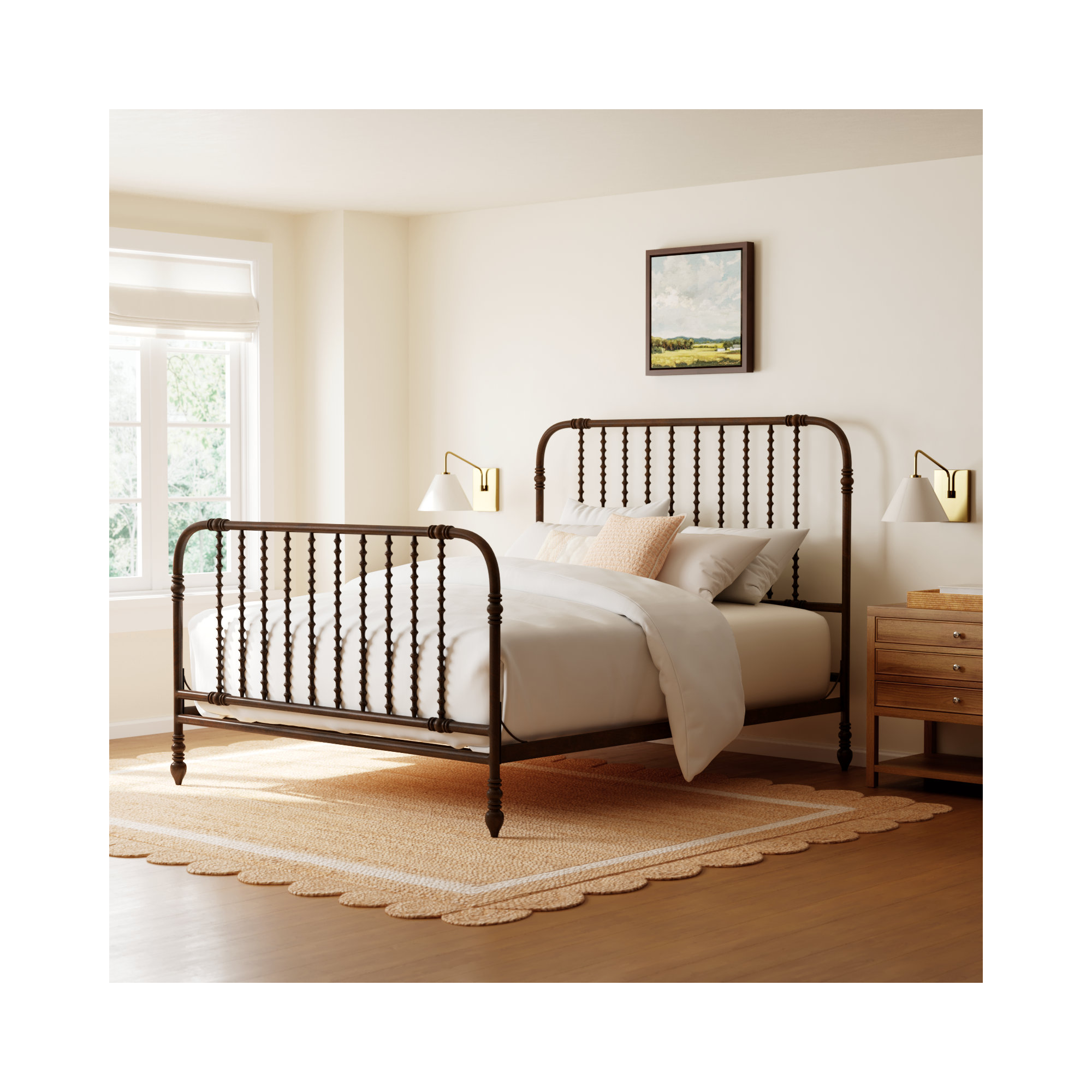 Earling Metal Spindle Bed, Queen
