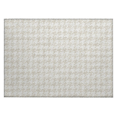 Loreen Washable Houndstooth Indoor / Outdoor Rug