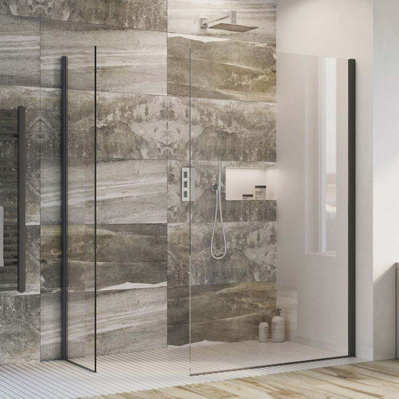Foden Framed Fixed Glass Panel with Clear Glass, 200cm H x 68cm W