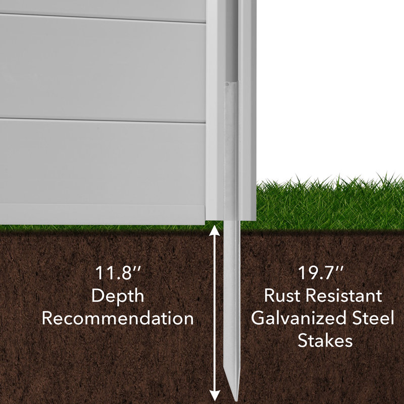 Casafield 48" x 48" Gray Vinyl Privacy Screen with Galvanized Steel Stakes