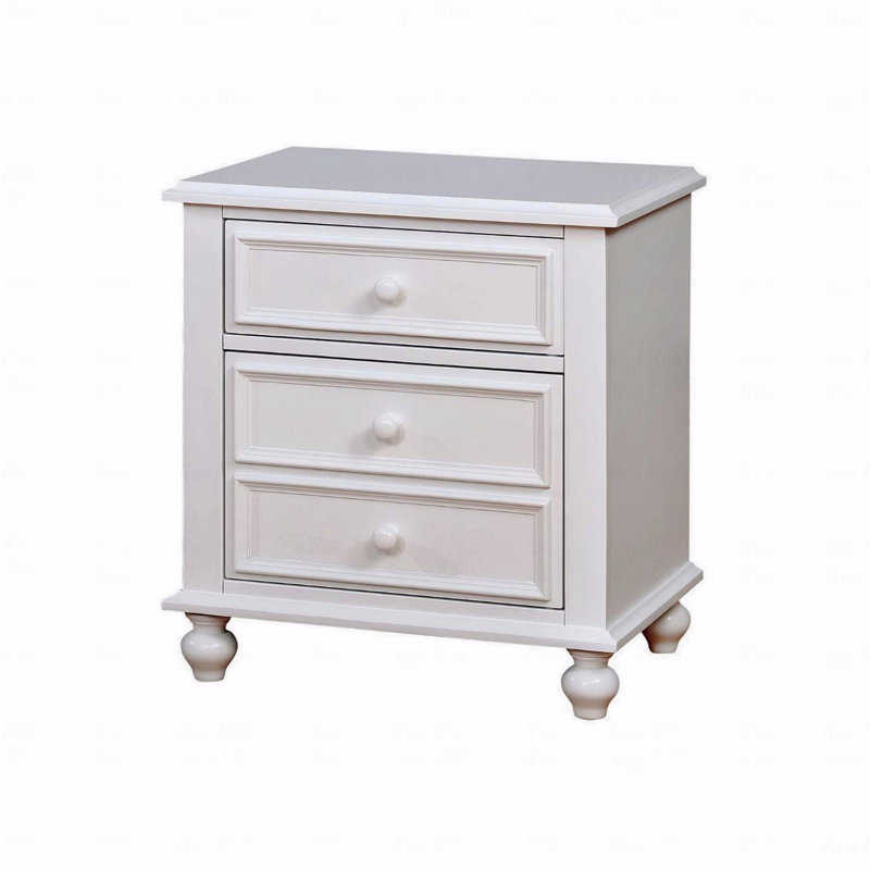 Wooden Nightstand With 2 Drawers, White