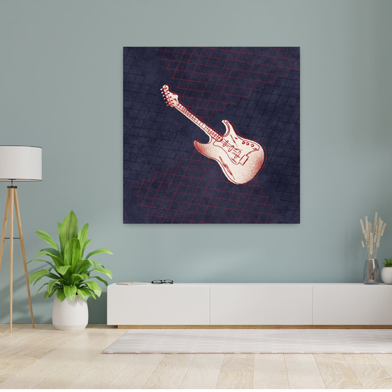Guitare à bascule, art abstrait rétro, H 48 po x l 48 po