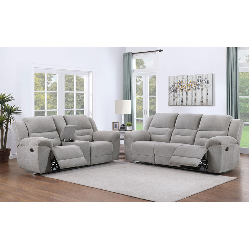 Ensemble de canapés inclinables 2 pièces en chenille gris