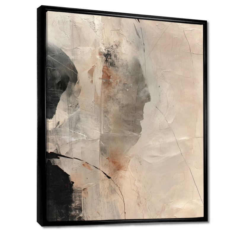 «Black and Grey Brushstroke», peinture abstraite - collage mural abstrait, art mural contemporain noir encadré, Noir