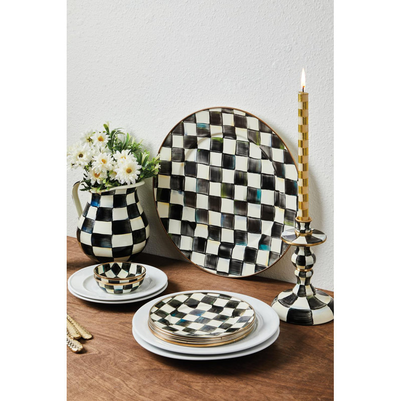 Courtly Check Small Enamel Candlestick