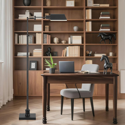 62.75" Height Adjustable Pharmacy Floor Lamp, ?6-Way Dimmable, 360° Swing Arm, Adjustable Arm, Standing Lamp For Reading, Sewing, And Craft