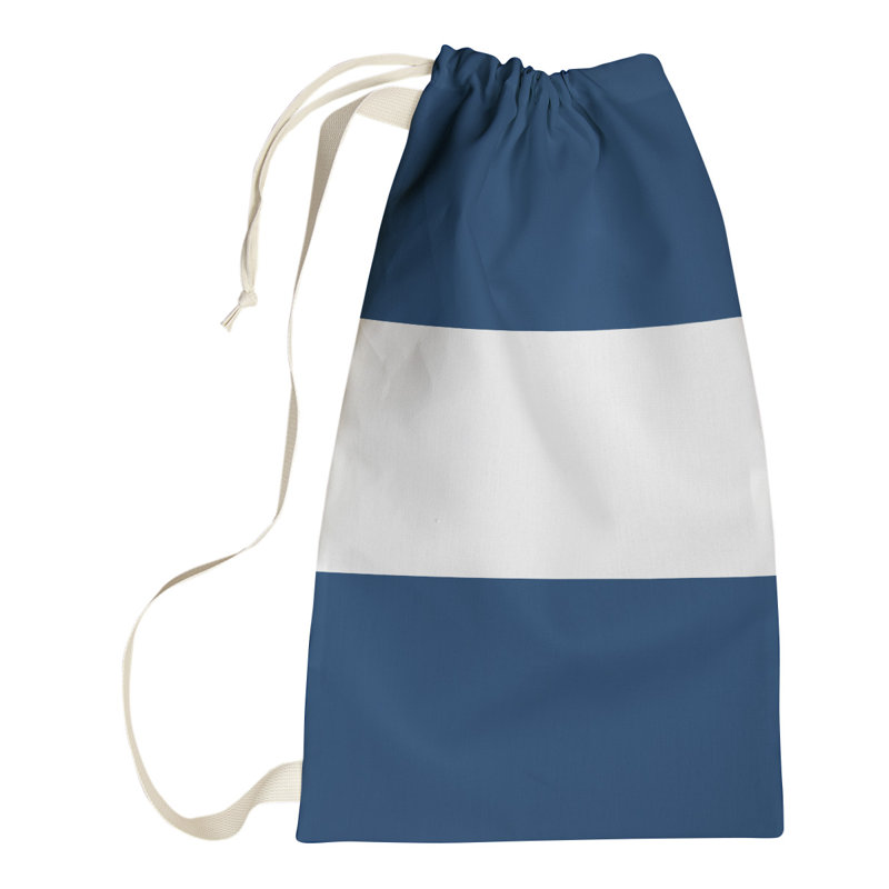 Fabric Laundry Bag with Handles, Small (29" H x 18" W x 1.5" D), Pittsburgh Navy/White