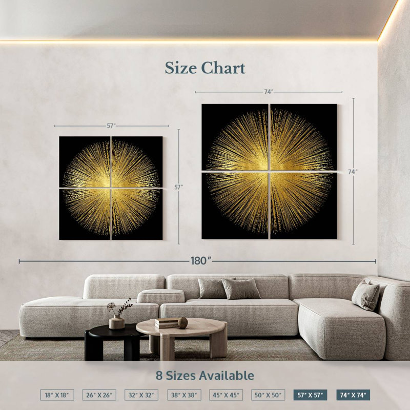 Sunburst On Black I, 74" H x 74" W