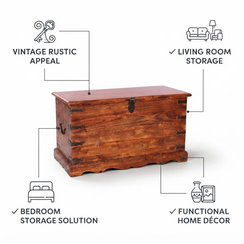 Elegant Carranza Acacia Wood Storage Cabinet - Hand Finished Sturdy Decorative Accent Furniture for Living Room Bedroom Decor