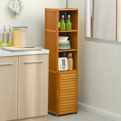 Armoire garde-manger en bois de bambou avec 5 tablettes