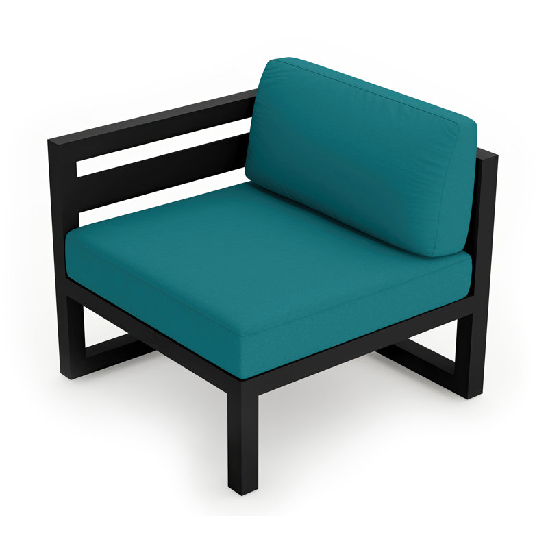 Avion Outdoor One Arm Lounge Chair, Canvas Charcoal Sunbrella® Canvas, Black