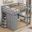 Lit mezzanine double gris avec garde-robe, bureau et compartiments de rangement supplémentaires-780120280