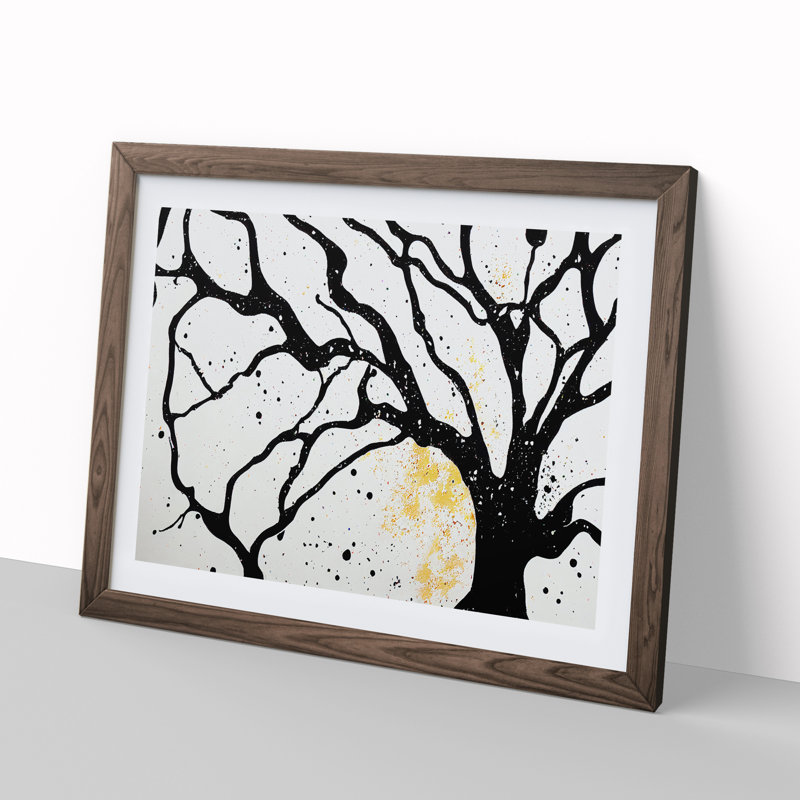 Bare Tree Splash Vol.1 Abstract - Single Picture Frame Painting, 25cm H x 34cm W x 2cm D, Walnut