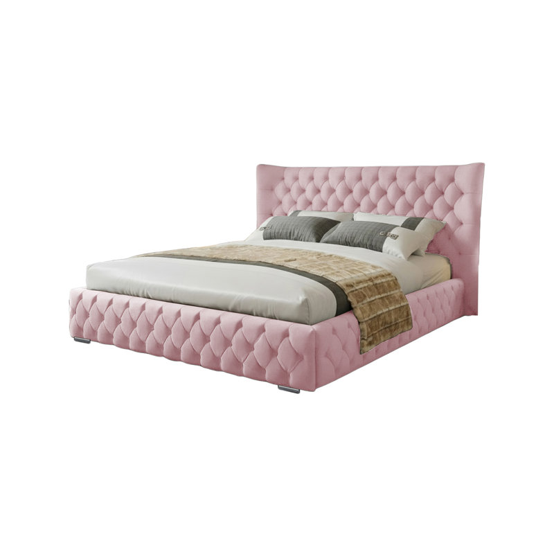 Achilleas Upholstered Bed, Pink, Kingsize (5')