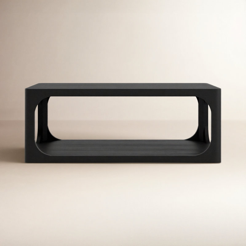Sybil Solid Wood Coffee Table, 16" H x 42" W x 22" D, Black
