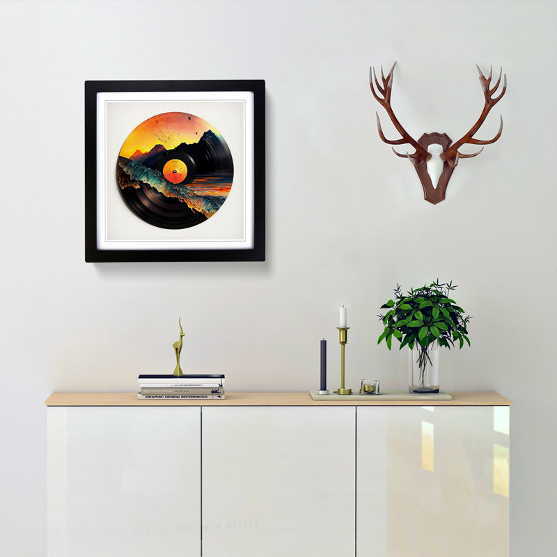 Vinyl Record Neo-Impressionism - Single Picture Frame Print on Wood, Black