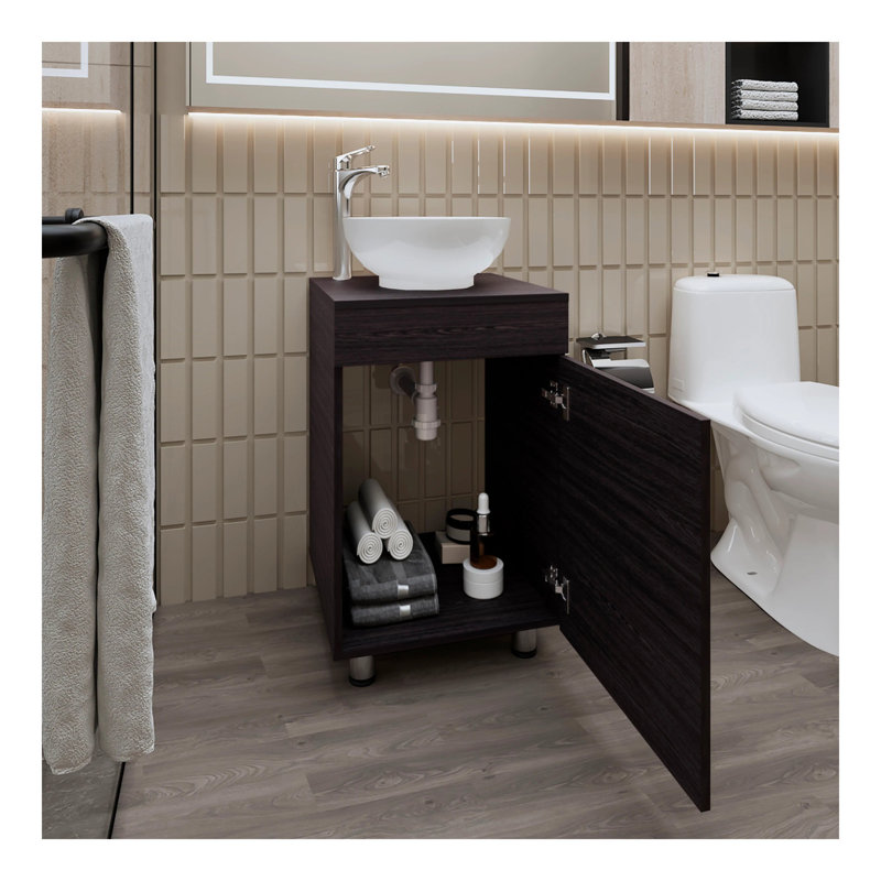 Meuble-lavabo avec lavabo et robinet intégrés, Marron foncé