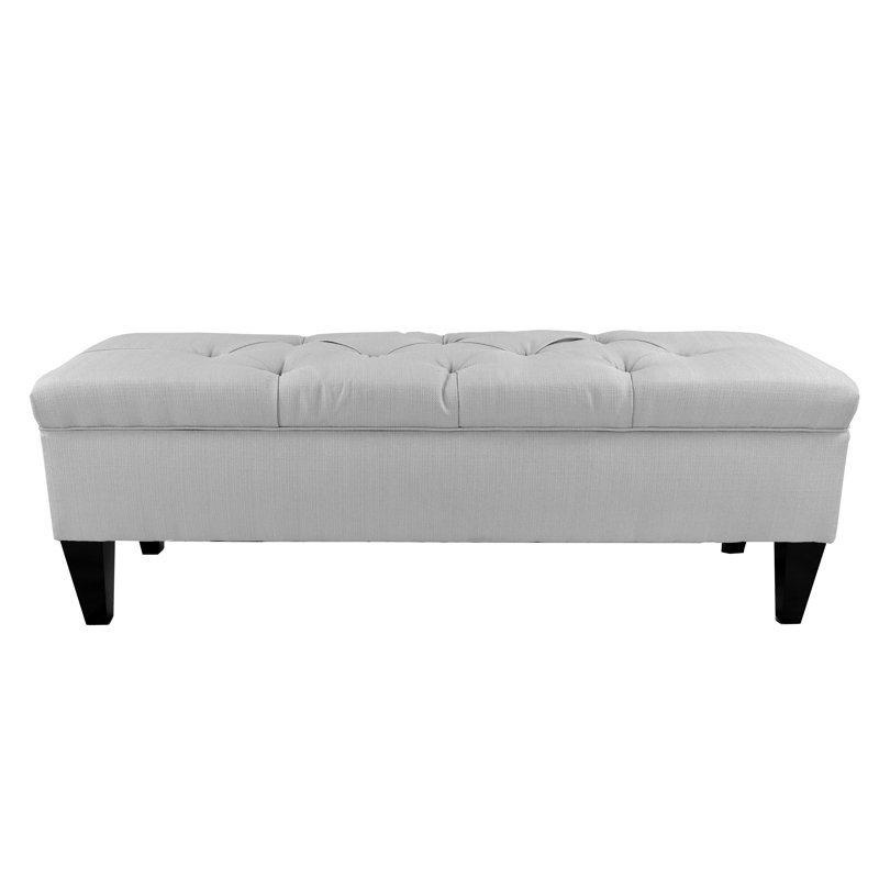 Hobson Polyester Upholstered Storage Bench, Silver