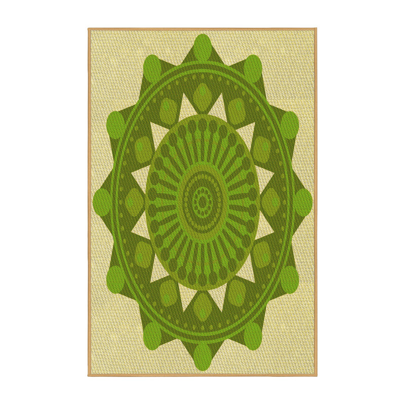 Tapis jaune/vert en laine, Rectangle 4 pi x 6 pi