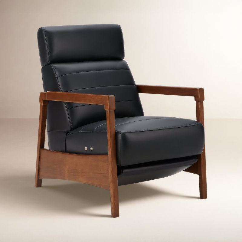 Darlington Amada 27.5" Wide Power Standard Recliner, Black Genuine Leather/Top Grain Leather, Brown