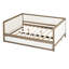 Lit de jour double rembourré avec lit gigogne pratique et base en bois gigogne, lin élégant